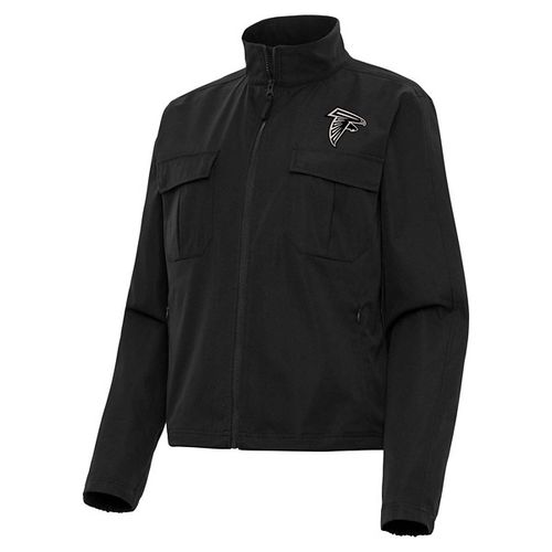 Atlanta Falcons Women's Brushed Carbon Even Par Mid Athletic Jacket Small Black