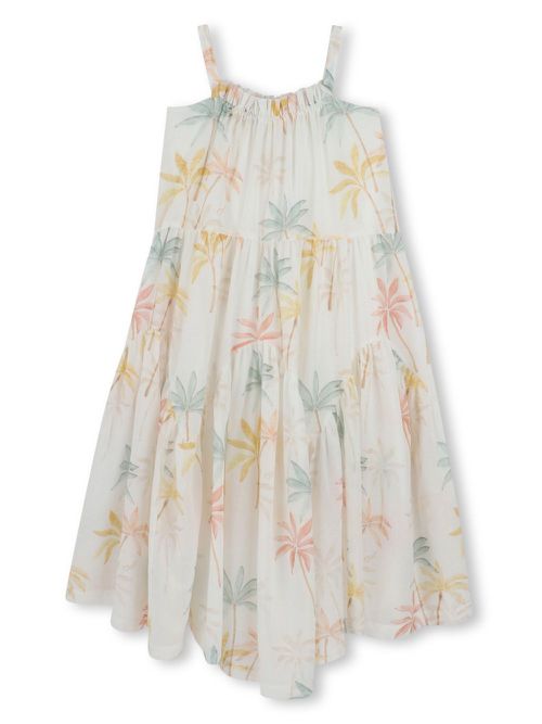 Palm tree-print dress - White
