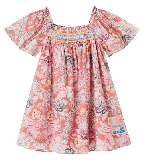 Floral shirred cotton dress