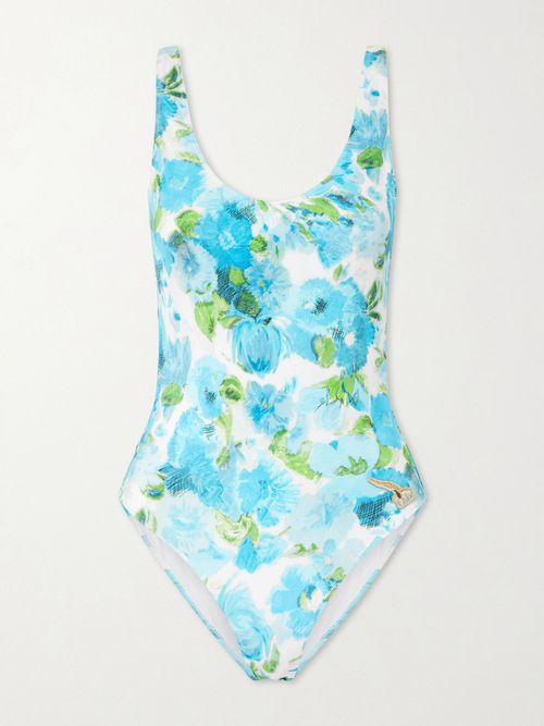 Floral-print Swimsuit - Blue