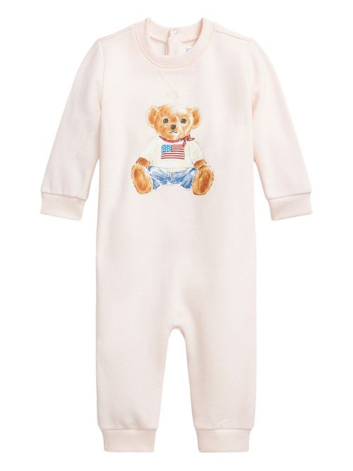 POLO RALPH LAUREN KIDS Polo Bear-print romper - Pink