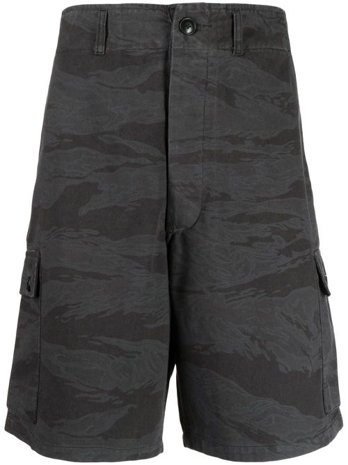 Camouflage-print cargo shorts - Black