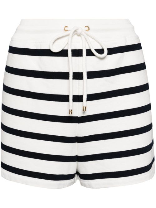 Striped varsity shorts - White