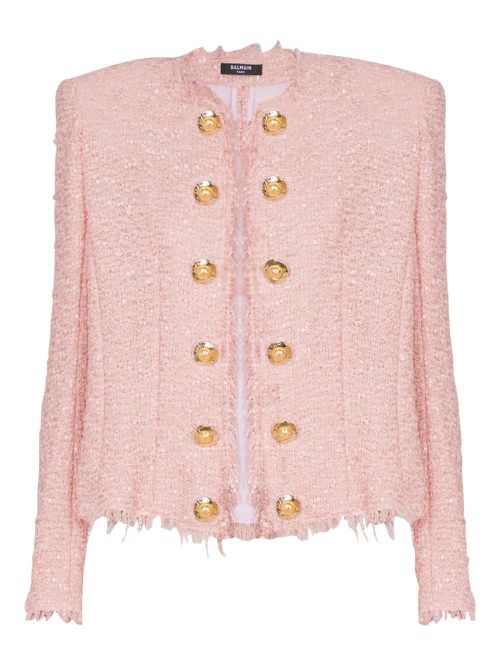 Sequin-embellished tweed jacket - Pink