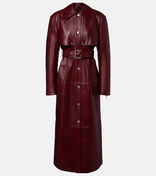 Paste leather trench coat
