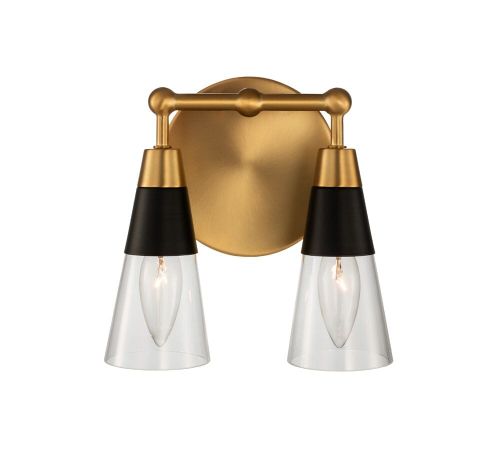 Ponti 2-Light Bathroom Vanity Light in Matte Black with New Bra