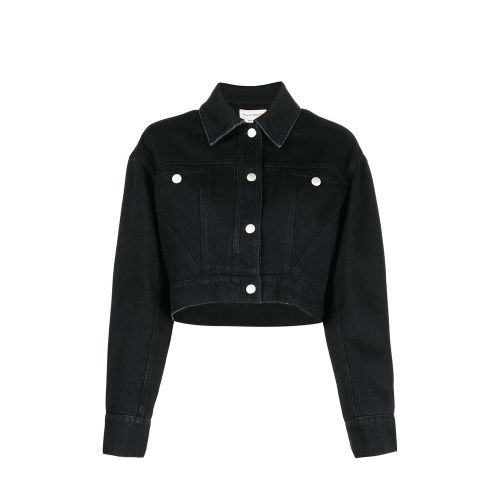Cropped Denim Jacket — Black