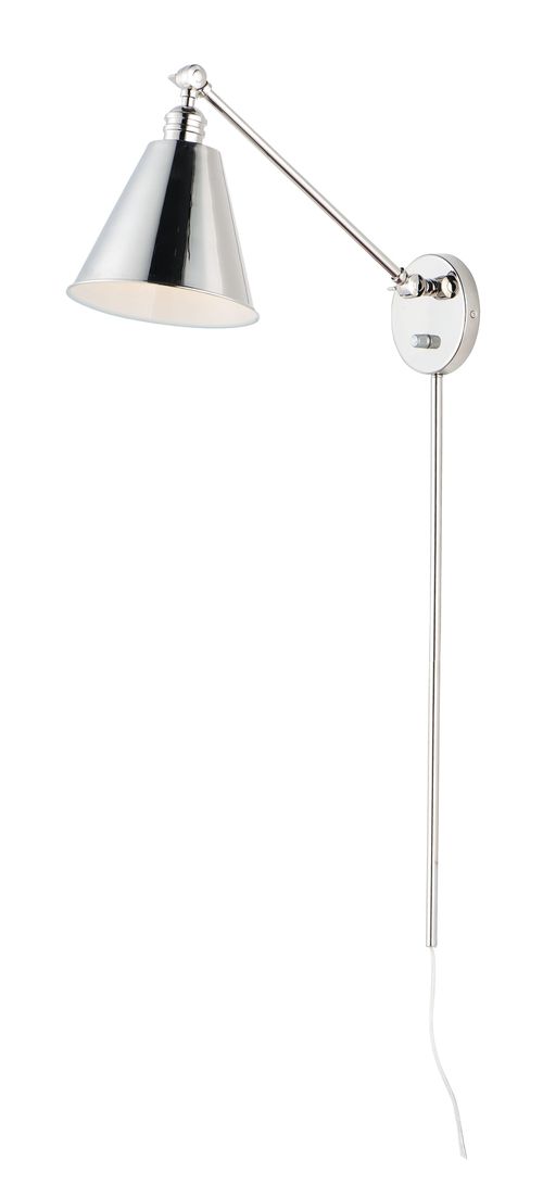 Maxim Library Wall Sconce in Polished Nickel - 12222PN