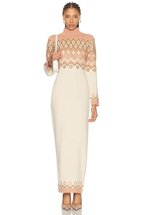 Retrofete Eagle Dress in Vintage Rose & Swan Multi - Cream, Pink. M also in L