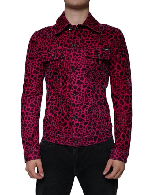 Leopard-Print Cotton Jacket — Pink