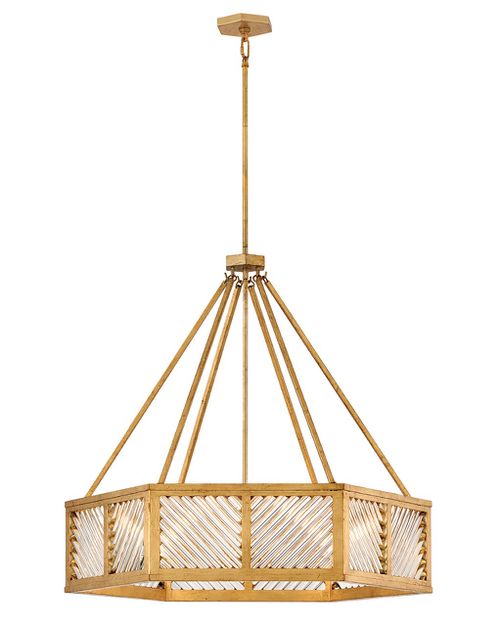 Distressed Brass LED Chandelier from the Sura Collection