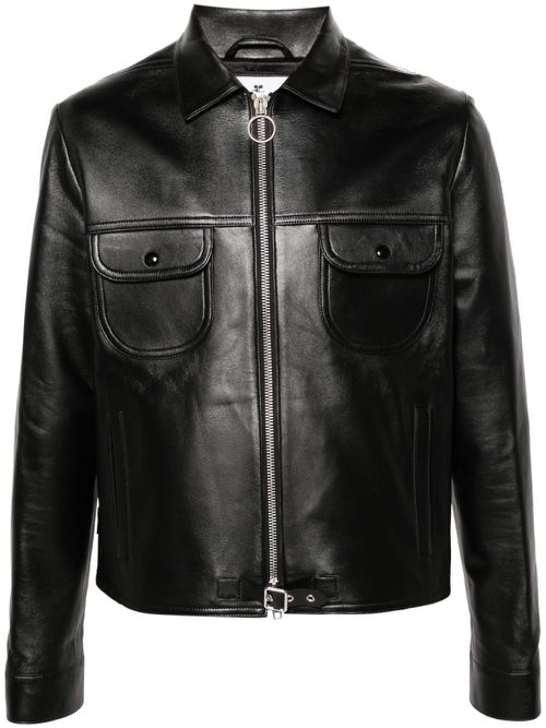 Leather trucker jacket - Black