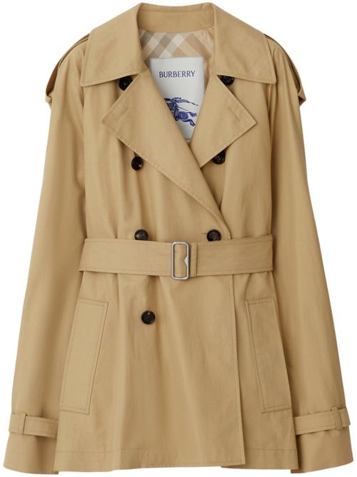 Beige Double-breasted Button Trench Coat