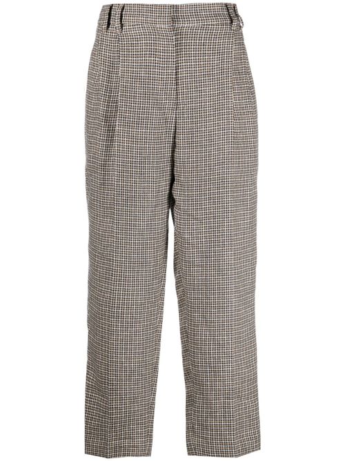Herringbone-pattern tailored cropped trousers - Neutrals