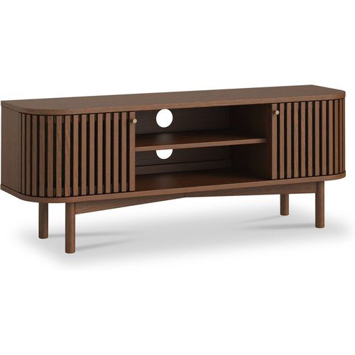 Shorwell Dark Oak 130cm Slatted Small TV Unit for Living Room Roseland