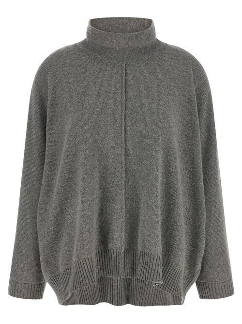 Central-Stitched Cashmere-Blend Sweater — gray