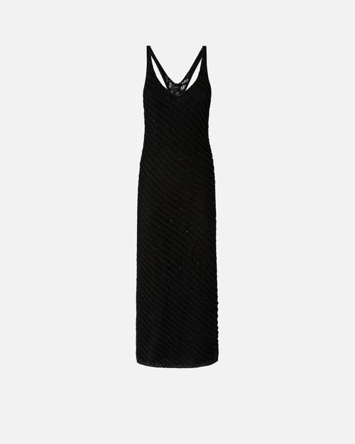 Crochet-effect midi dress with sequins - L