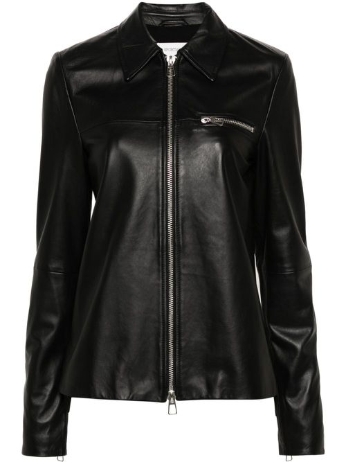 Zipped leather jacket - Black