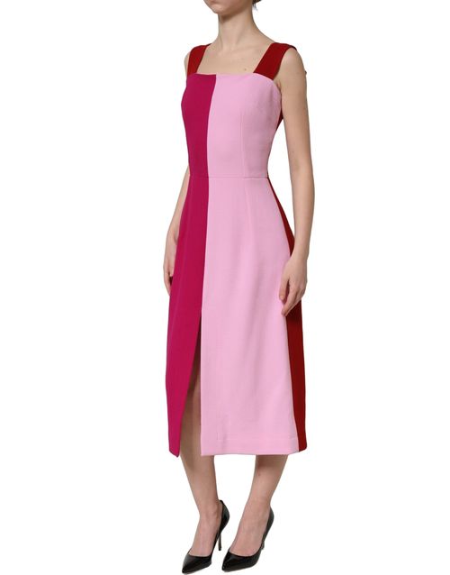 Two-Tone Wool Colorblock Dress — Pink