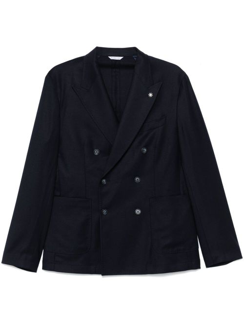 Brooch-detail blazer - Blue