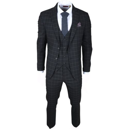 Men's Checked 3 Piece Suit Tailored Fit