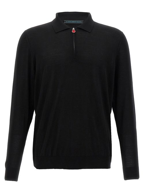-Wool Shirt Polo Nero-Uomo
