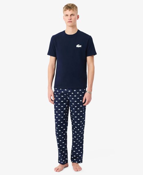 Men's Short-Sleeve T-Shirt and Pajama Pants, 2-Piece Set - Navy Blue/White