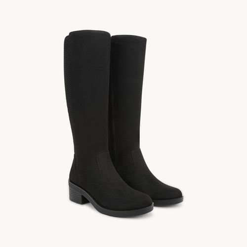 For Optimum Knee High Boot Black Microfiber