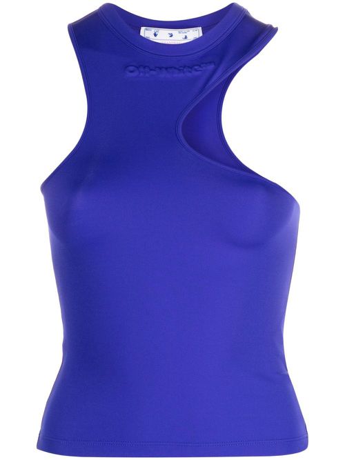 Embroidered-logo asymmetric tank top - Purple