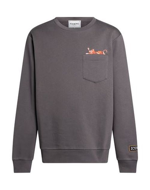 Man Sweatshirt Charcoal Size XXL Cotton