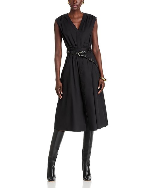 Poplin Belted Midi Dress