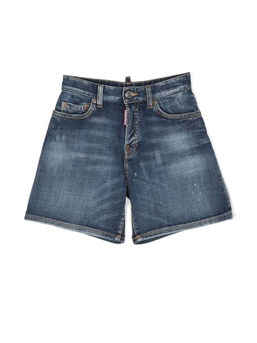 Knee-length denim shorts - Blue