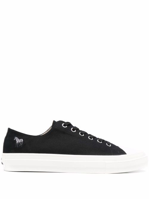 Embroidered-zebra low top sneakers - Black