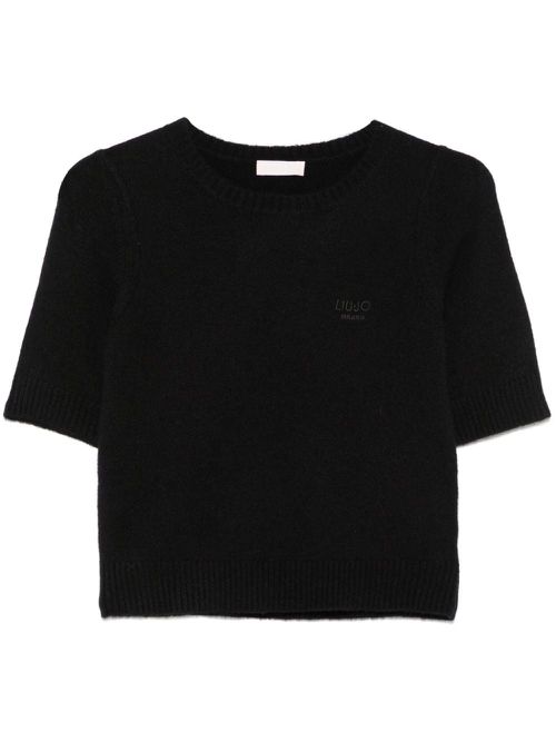 Embroidered-logo T-shirt - Black