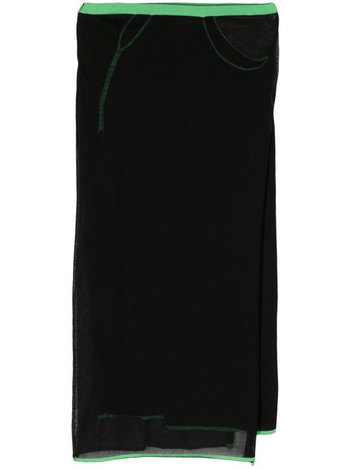 Contrast-trim knitted midi skirt - Black