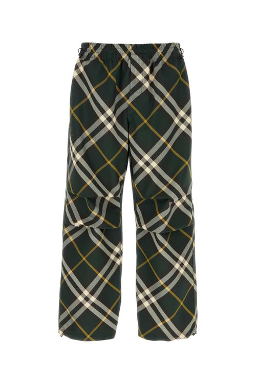 Plaid Polyester Trousers — Green