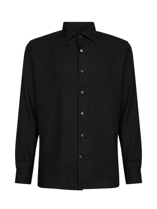 Cotton-Cashmere Blend Shirt — Black
