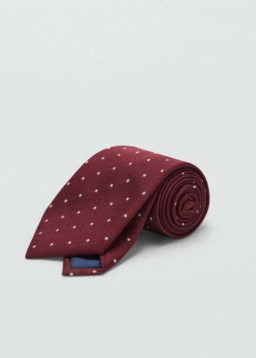 Polka-dot silk tie burgundy - Man - One size - 