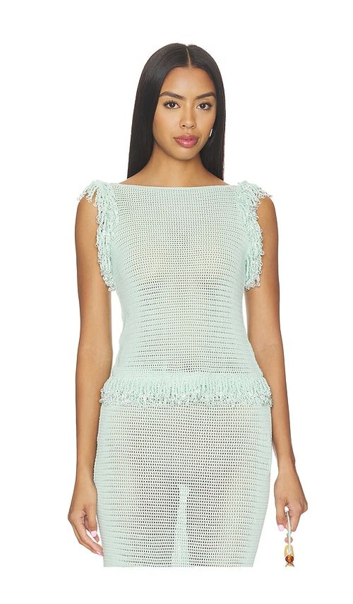 Paris Georgia Fringe Top in Baby Blue. - M also in XS/S