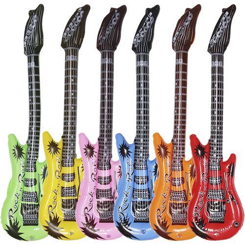 TEMU /6pcs Inflatable Guitar, Rock Air For 80s 90s Theme Carnival Birthday Decorations, 8 Props, Carnival Props, Party Decorations, Fun Party