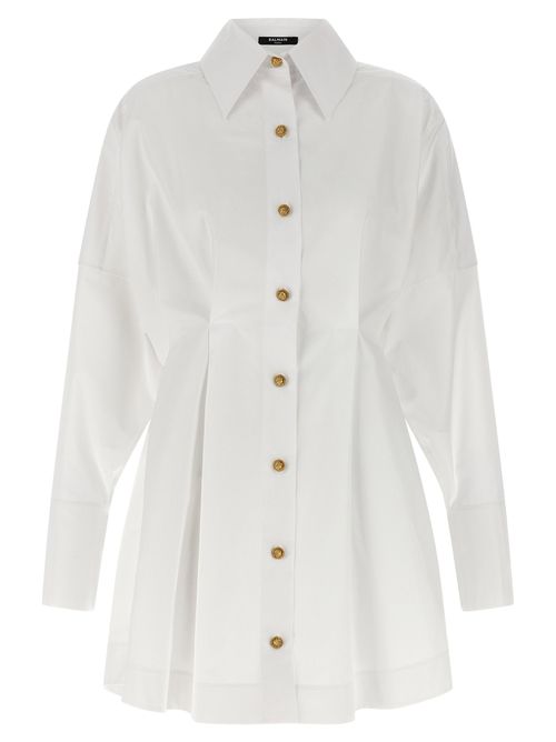 Cotton Poplin Chemisier Dress — White