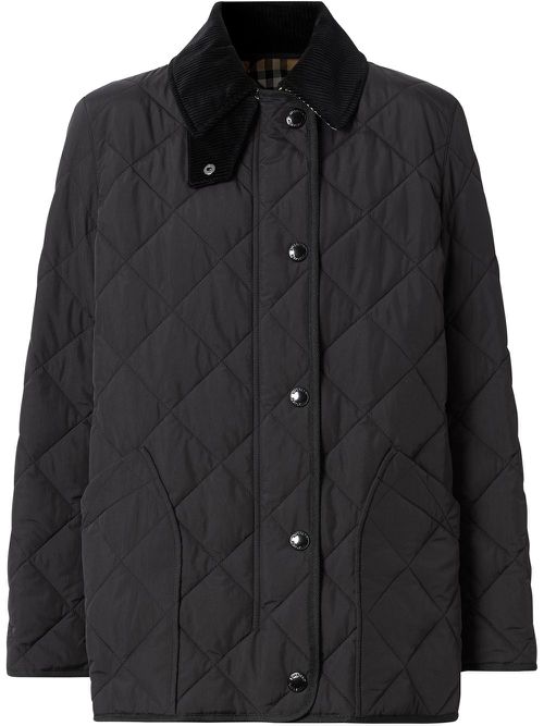 Diamond quilted thermoregulated barn jacket - Black
