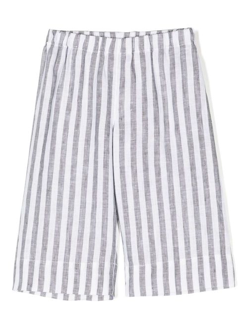 Elasticated-waistband striped linen shorts - Grey