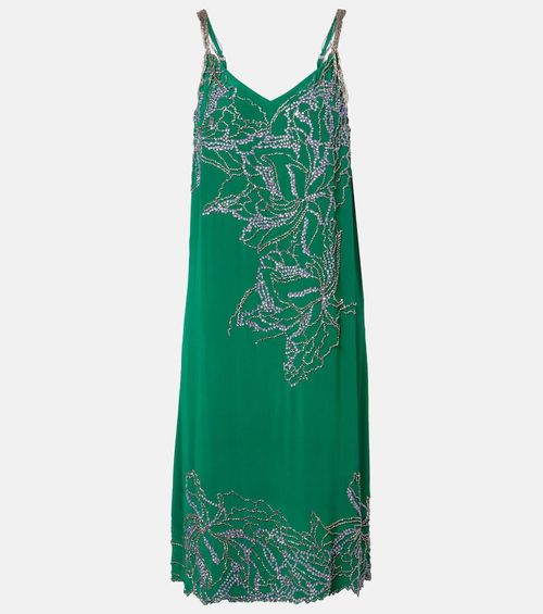 Beaded silk slip dress