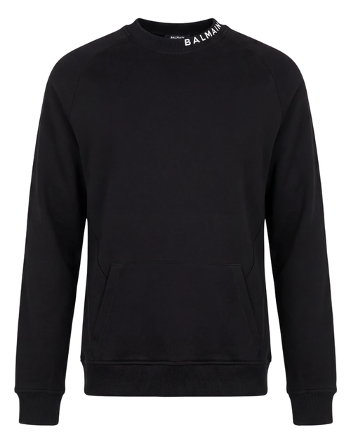 Balmain Collar Logo Print Sweatshirt in Black - Black