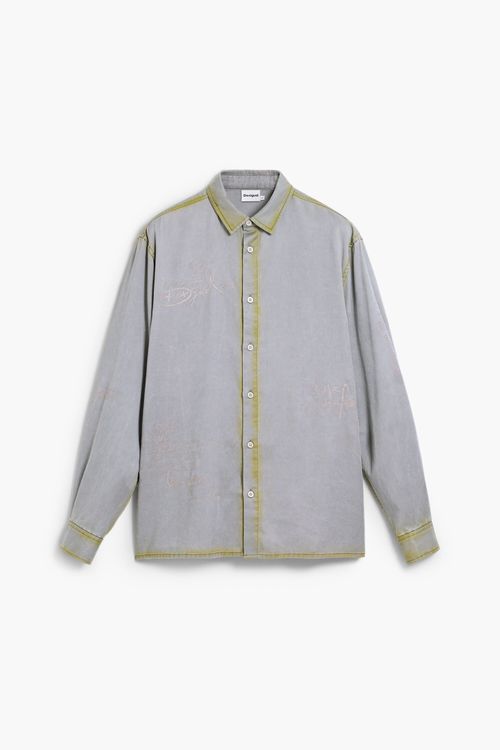 Lettering shirt with worn effect