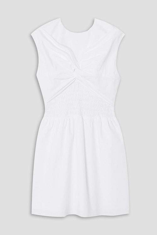 Iona twisted smocked cotton-poplin mini dress