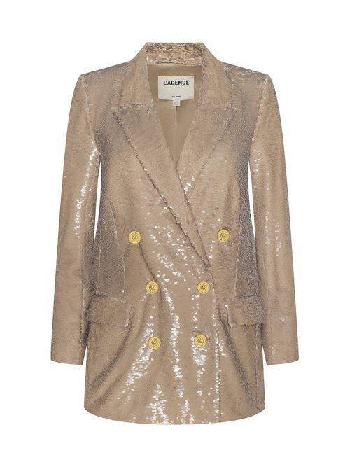 Cambrie Oversized Sequin Blazer In Soft Camel