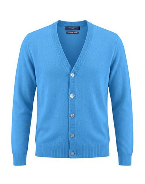 Man Cardigan Azure Size L Merino Wool