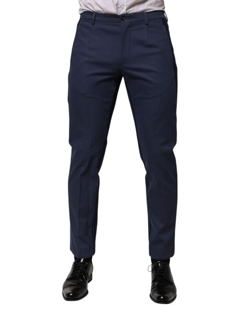 Tapered Cotton Trousers — Navy